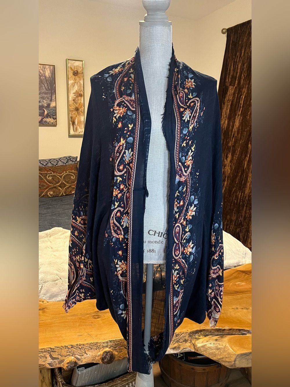 Rare American Eagle Cocoon Wrap Shrug Lt Cotton Mandela Print Whimsigoth Boho